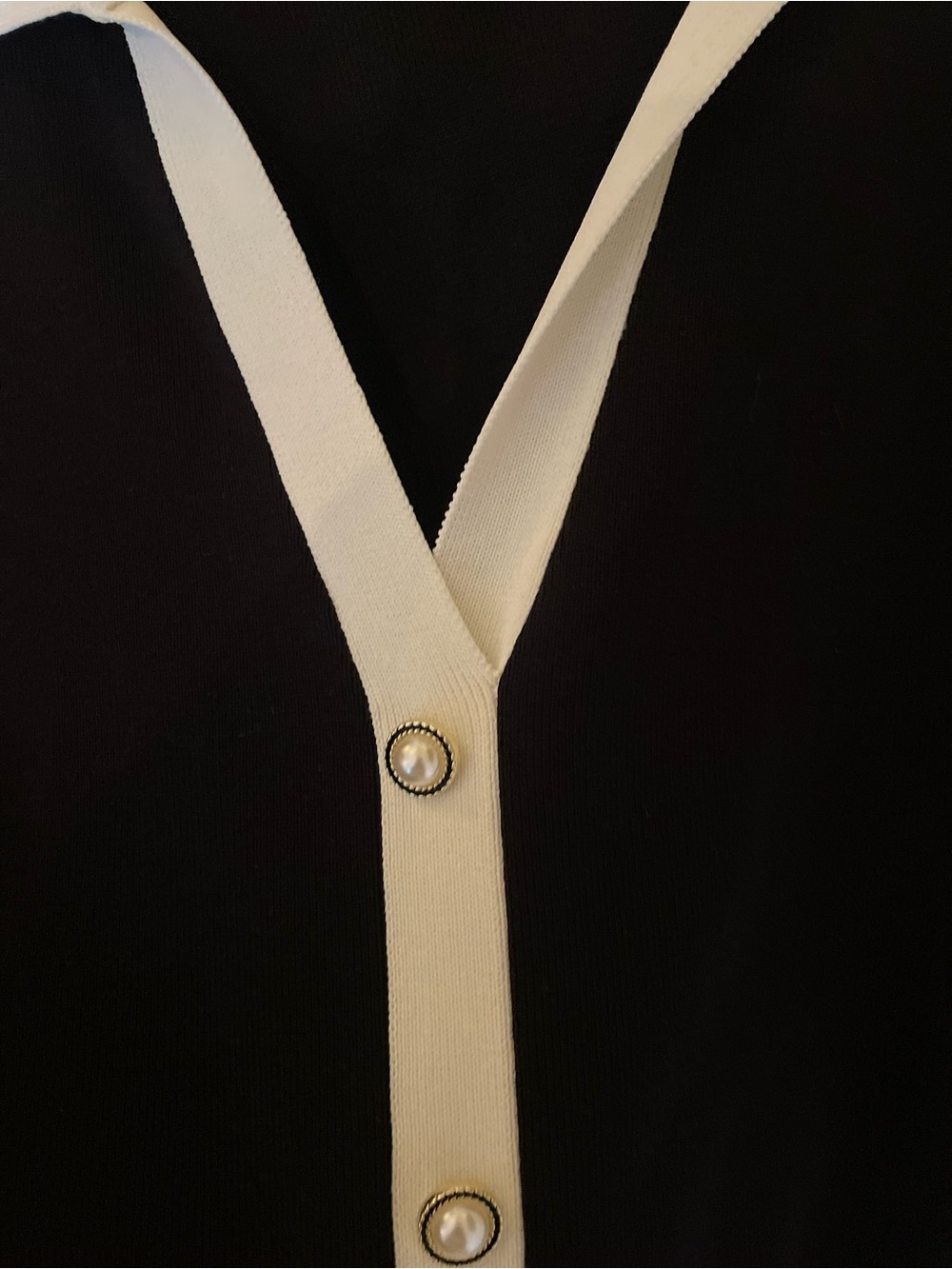 Meshki Black and Cream Long Sleeve Button-Front Ruffle Hem Dress - Picture 8 of 8